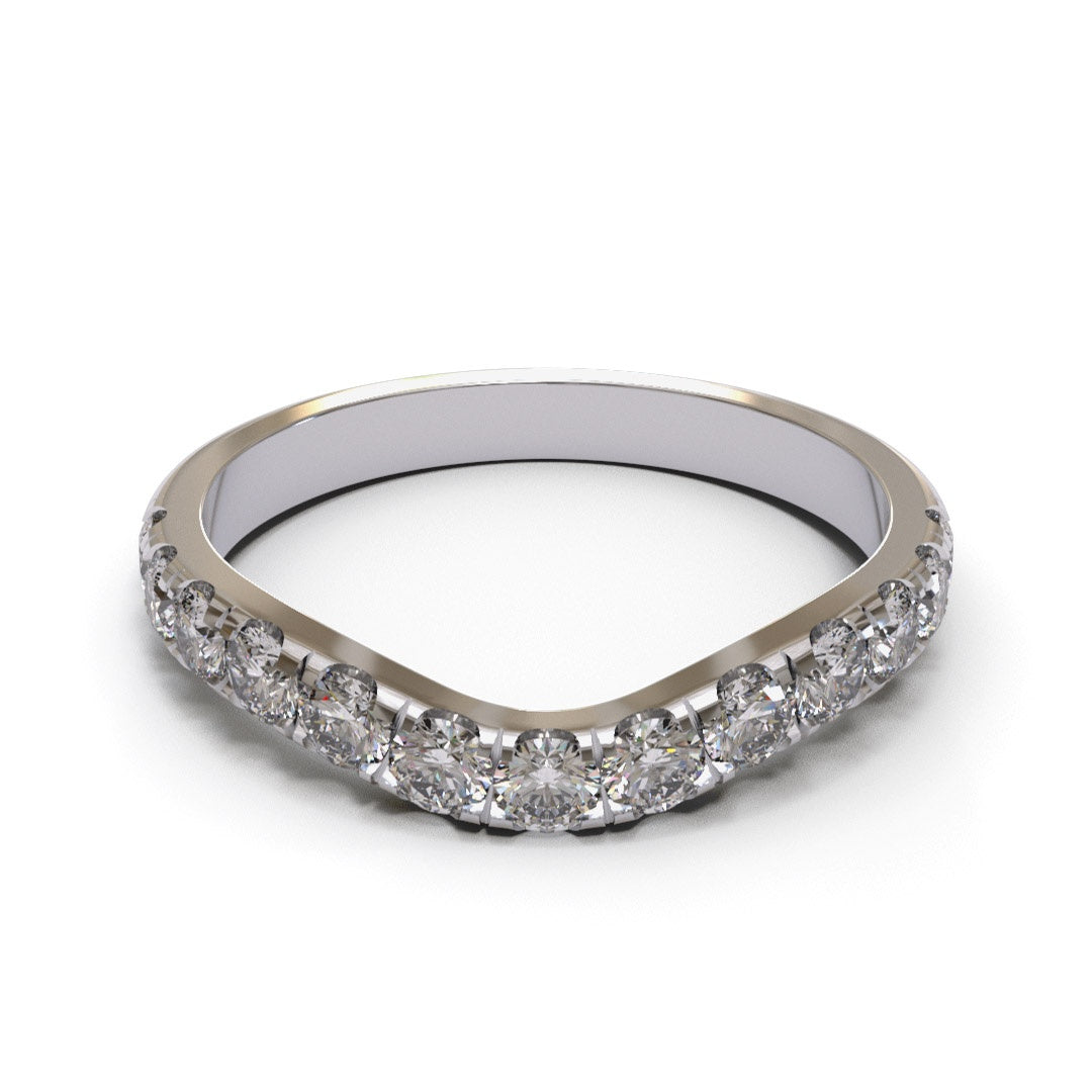 Curved Eternity Pave 18K White Gold 2.2mm band.