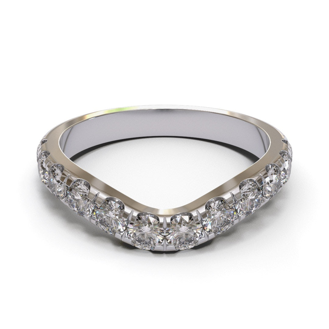 Curved Eternity Pave 18K White Gold 2.5mm band.
