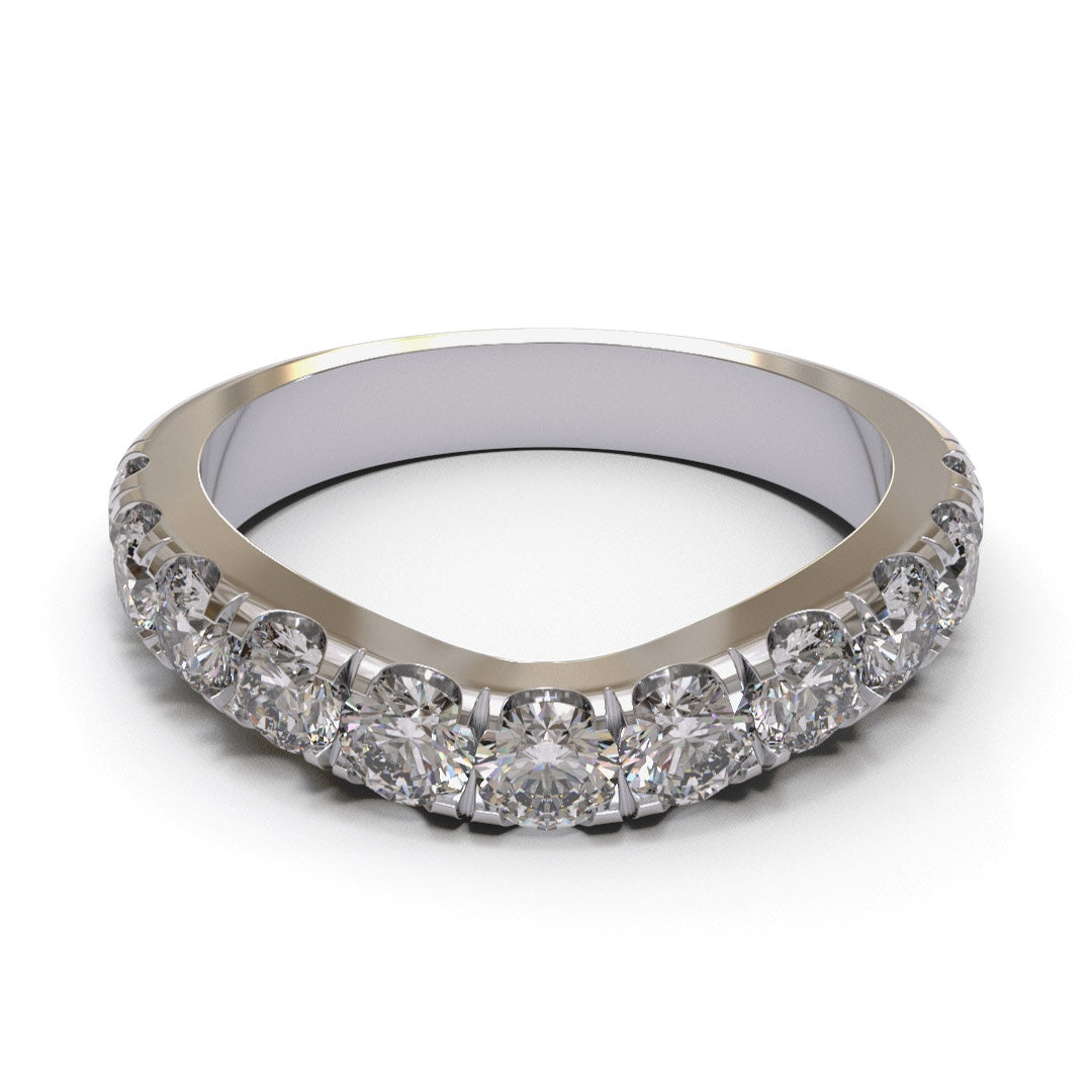 Curved Eternity Pave 18K White Gold 2.9mm band.