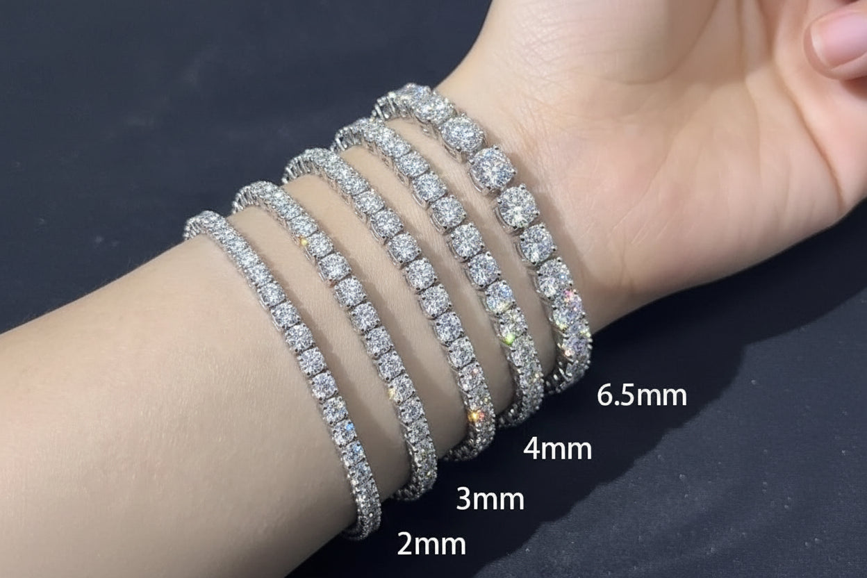 10K 14K Pure Gold Custom 3mm 4mm Lab Diamond Tennis Chain Bracelet Lab Grown Diamond Jewelry Bracelets Women