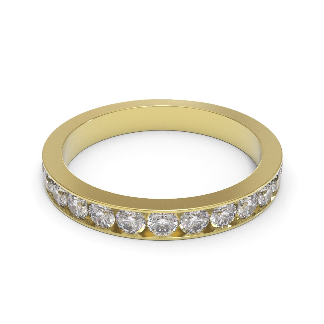 Half Channel Eternity Pave 18K White Gold 2.2mm band