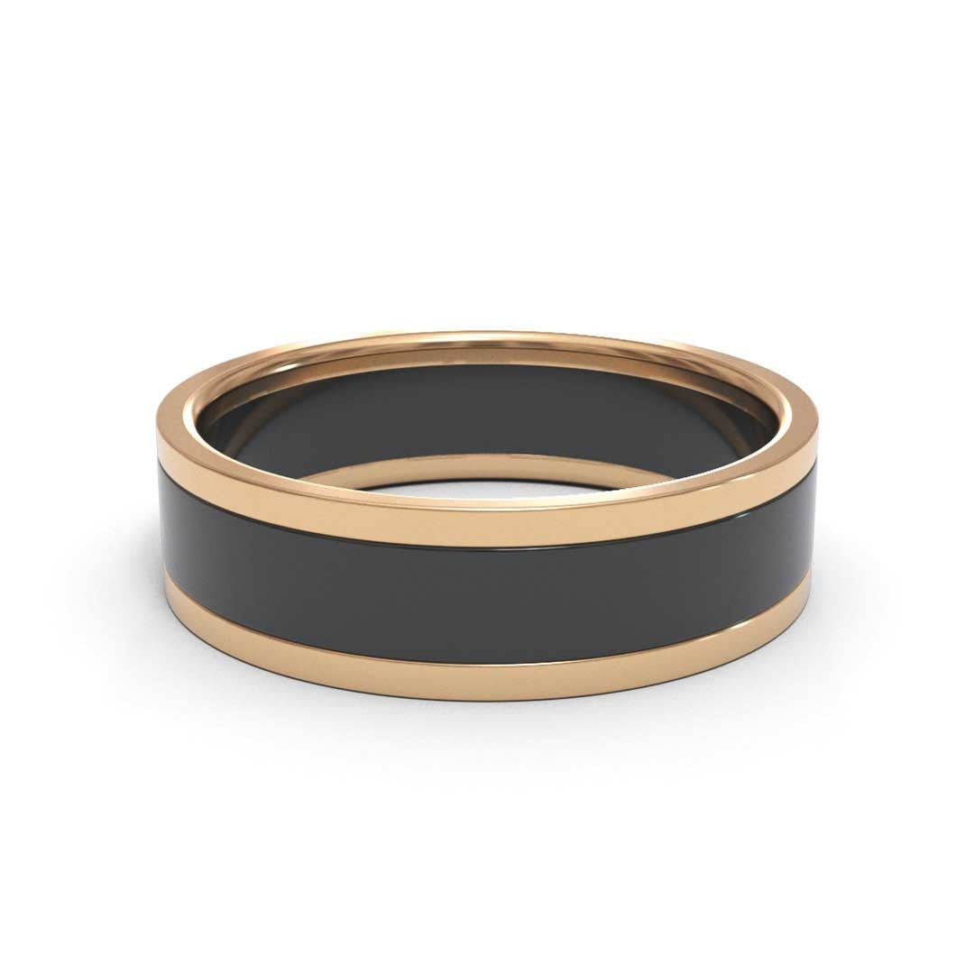 Two-Tone Black White Gold 5mm band