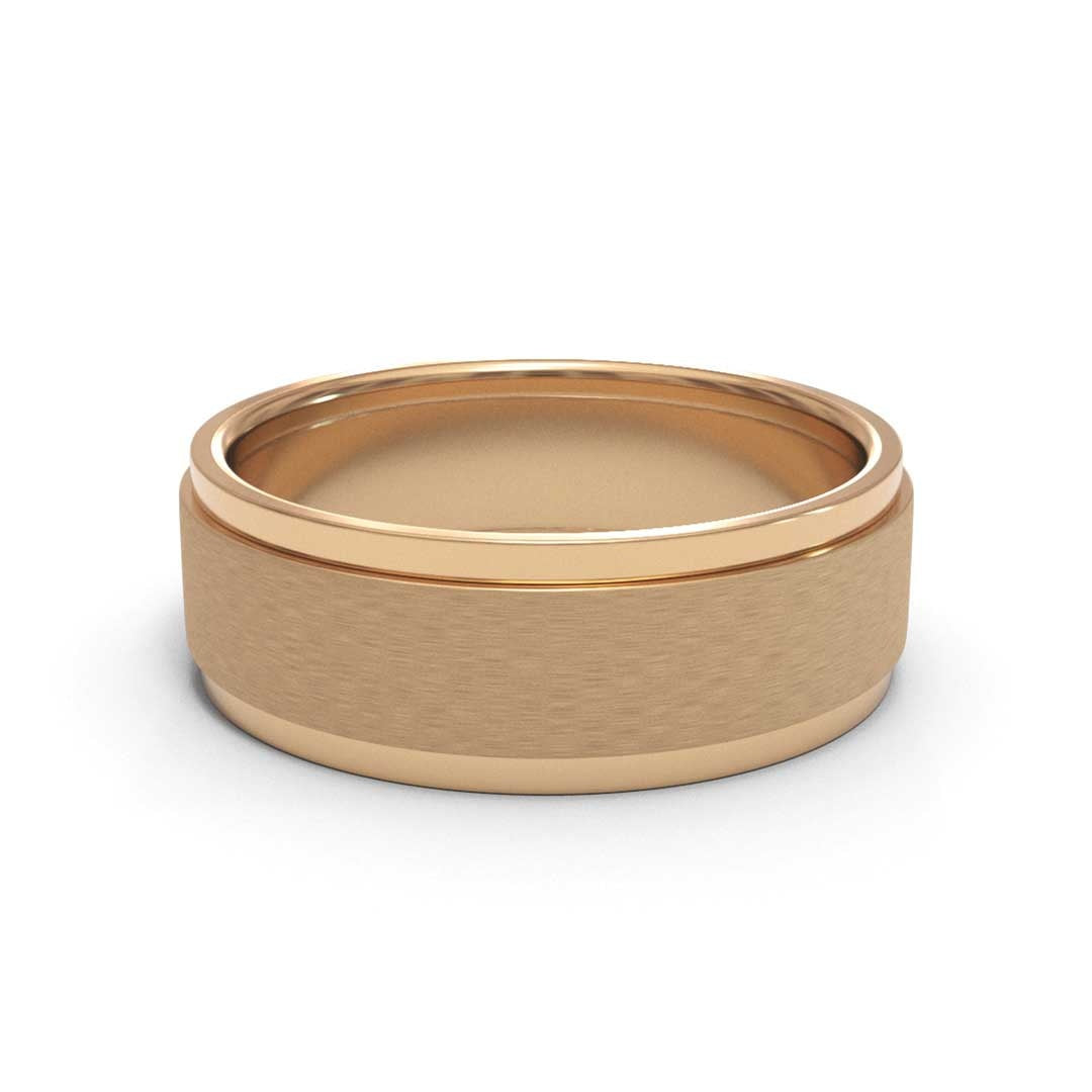 Men's Stepped Matt 18K White Gold 6mm band