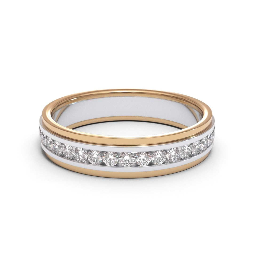 Men's Stepped Eternity 18K White Gold 4mm band