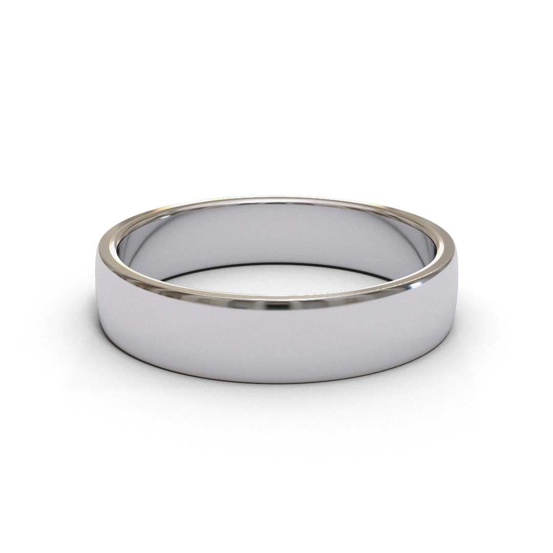 Men's Plain Wedding Ring 18K White Gold 4mm band