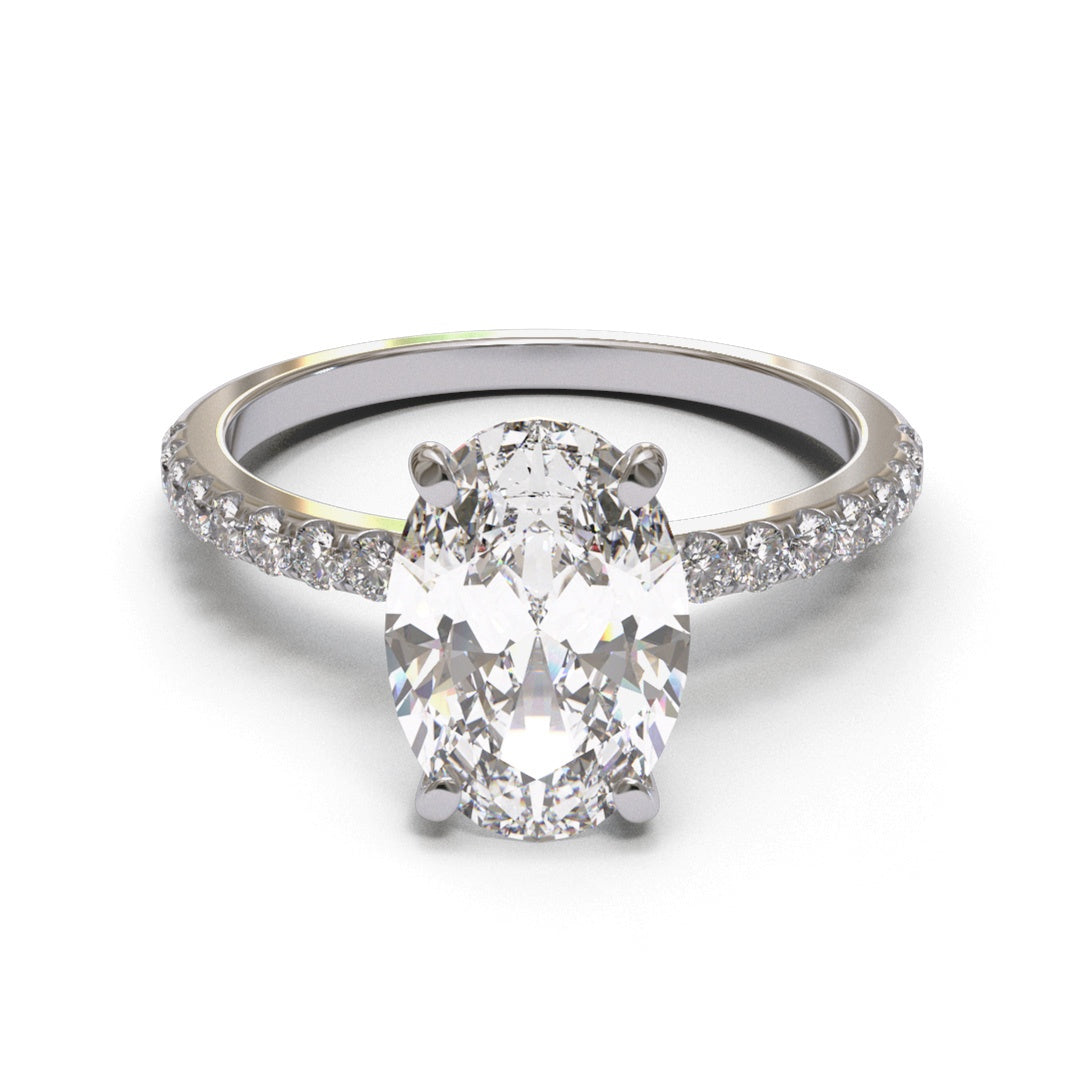 Oval Collet Cathedral Pave 2mm band