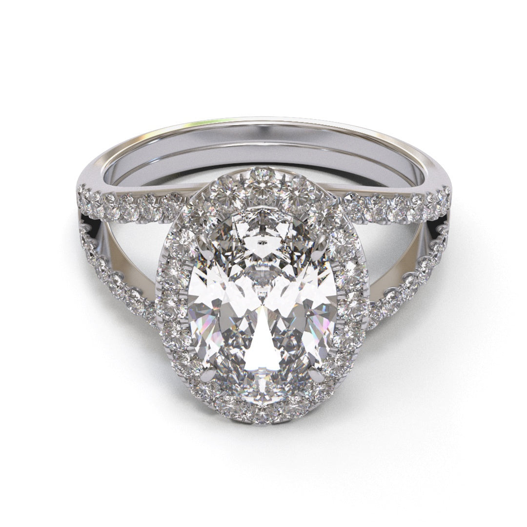 Oval Split Shank Halo Pave 2.6mm band