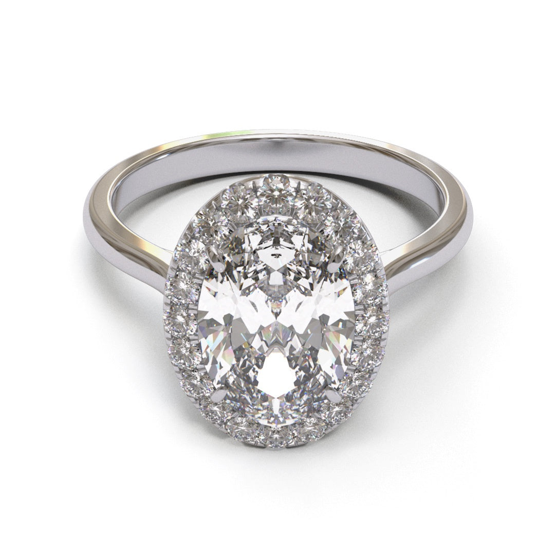 Oval Tapered Cathedral Halo Pave 1.3-2.2mm band