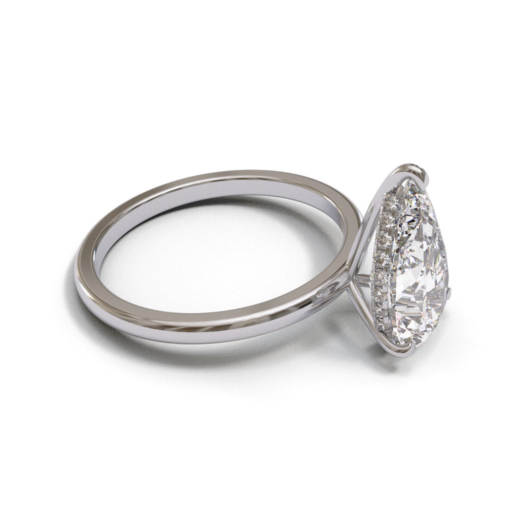 Pear Dome Hidden Halo 2mm band (setting only)