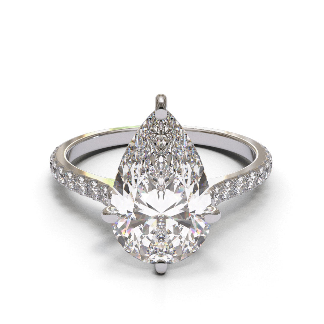 Pear Halo Pave 2mm band