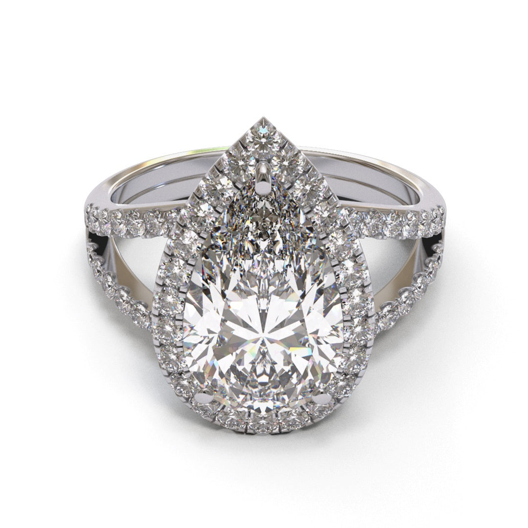 Pear Split Shank Halo Pave 3mm band (setting only)