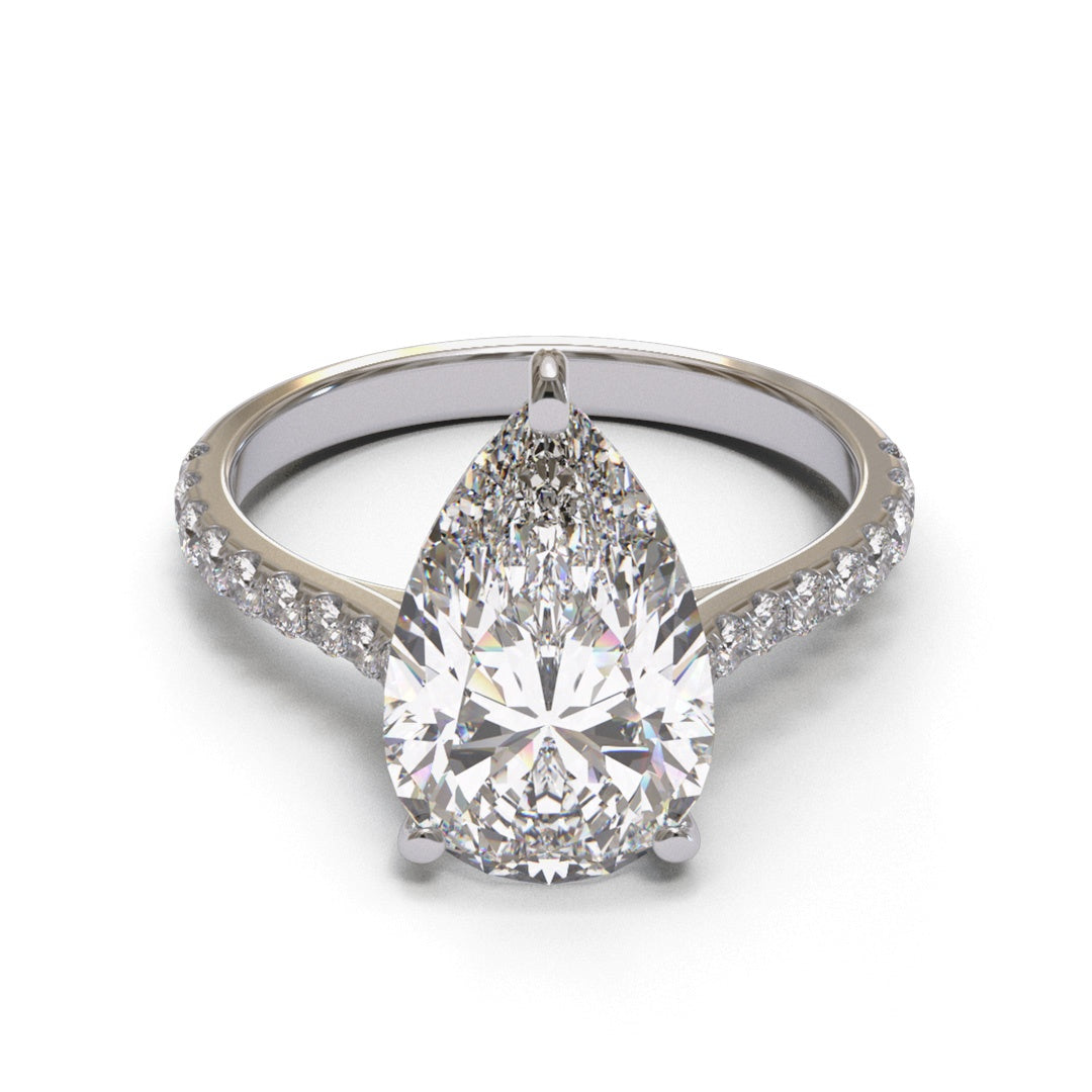 Pear Dome Solitaire 2mm band