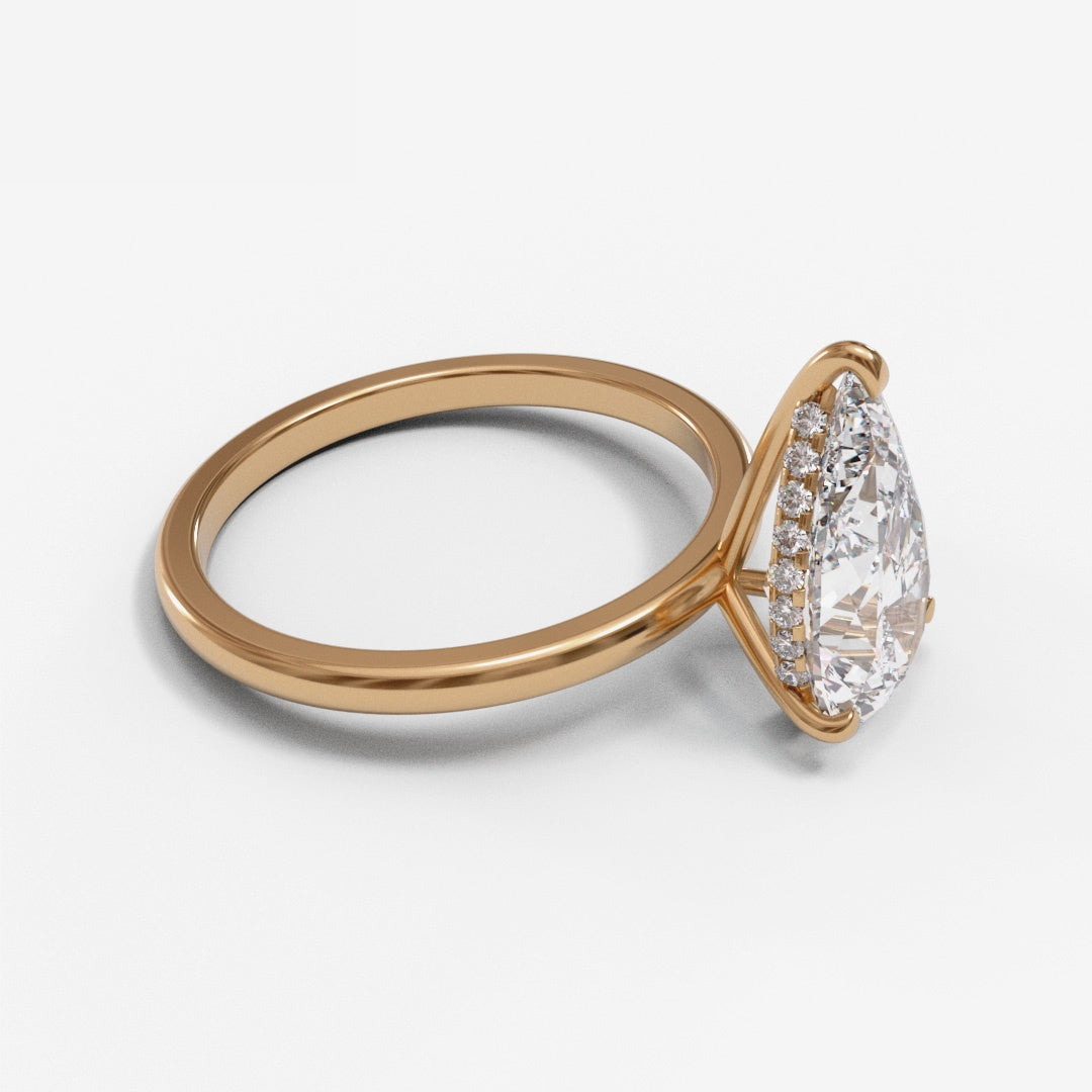 Pear Dome Hidden Halo 2mm band (setting only)