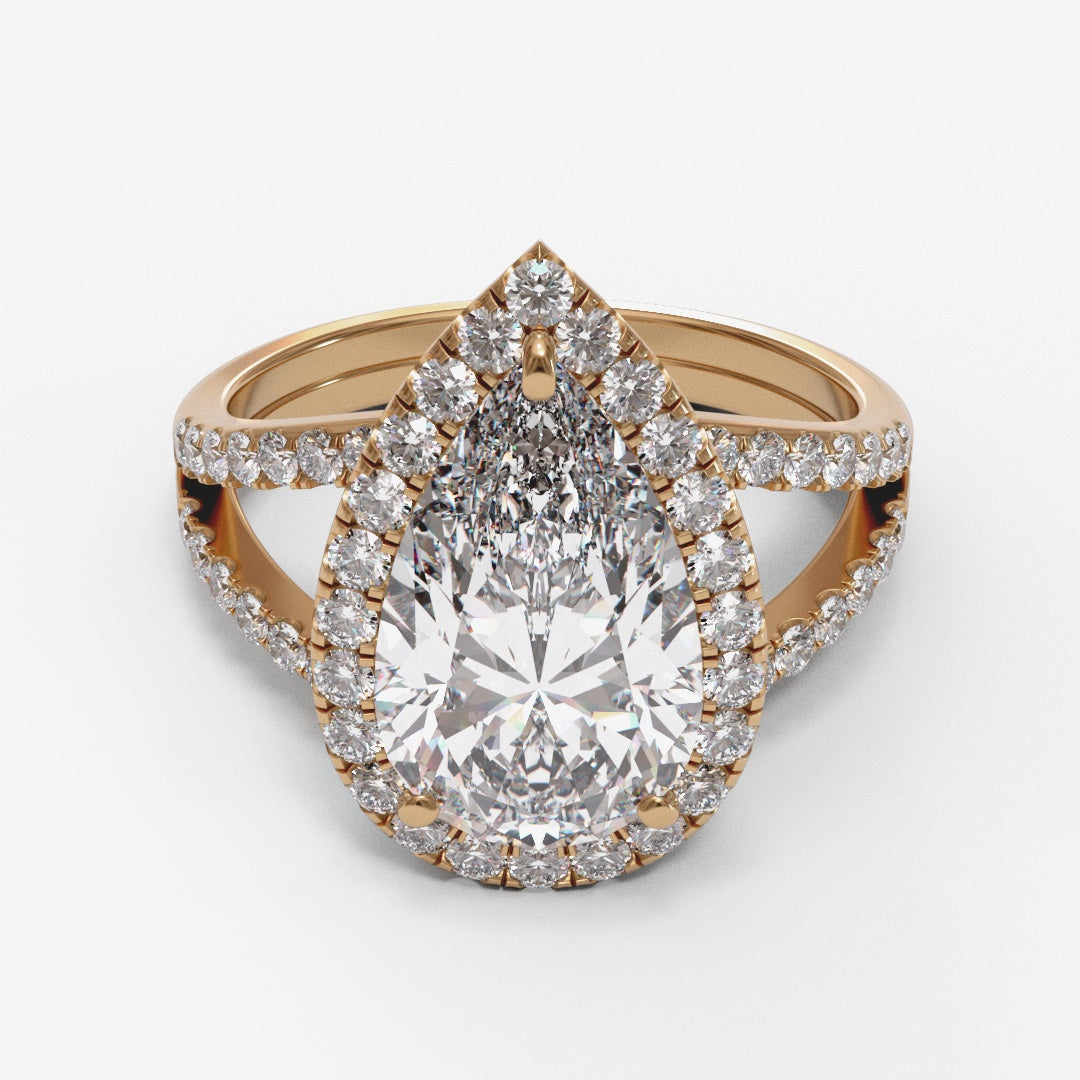 Pear Split Shank Halo Pave 3mm band (setting only)