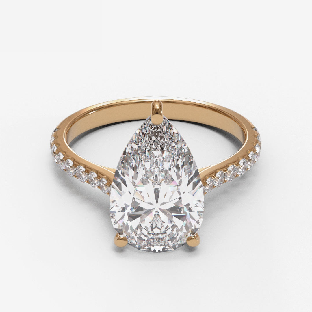 Pear Dome Solitaire 2mm band