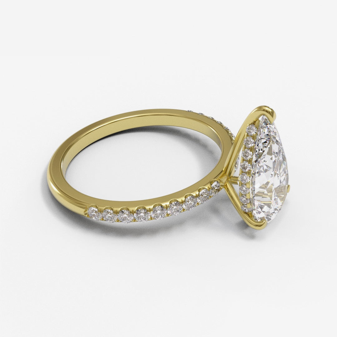 Pear Hidden Halo Pave 2mm band (setting only)