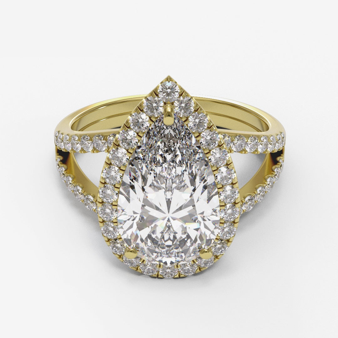 Pear Split Shank Halo Pave 3mm band (setting only)