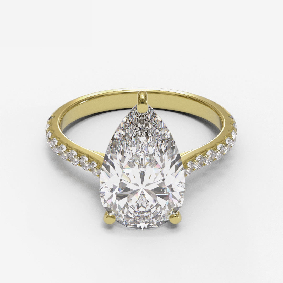 Pear Dome Solitaire 2mm band