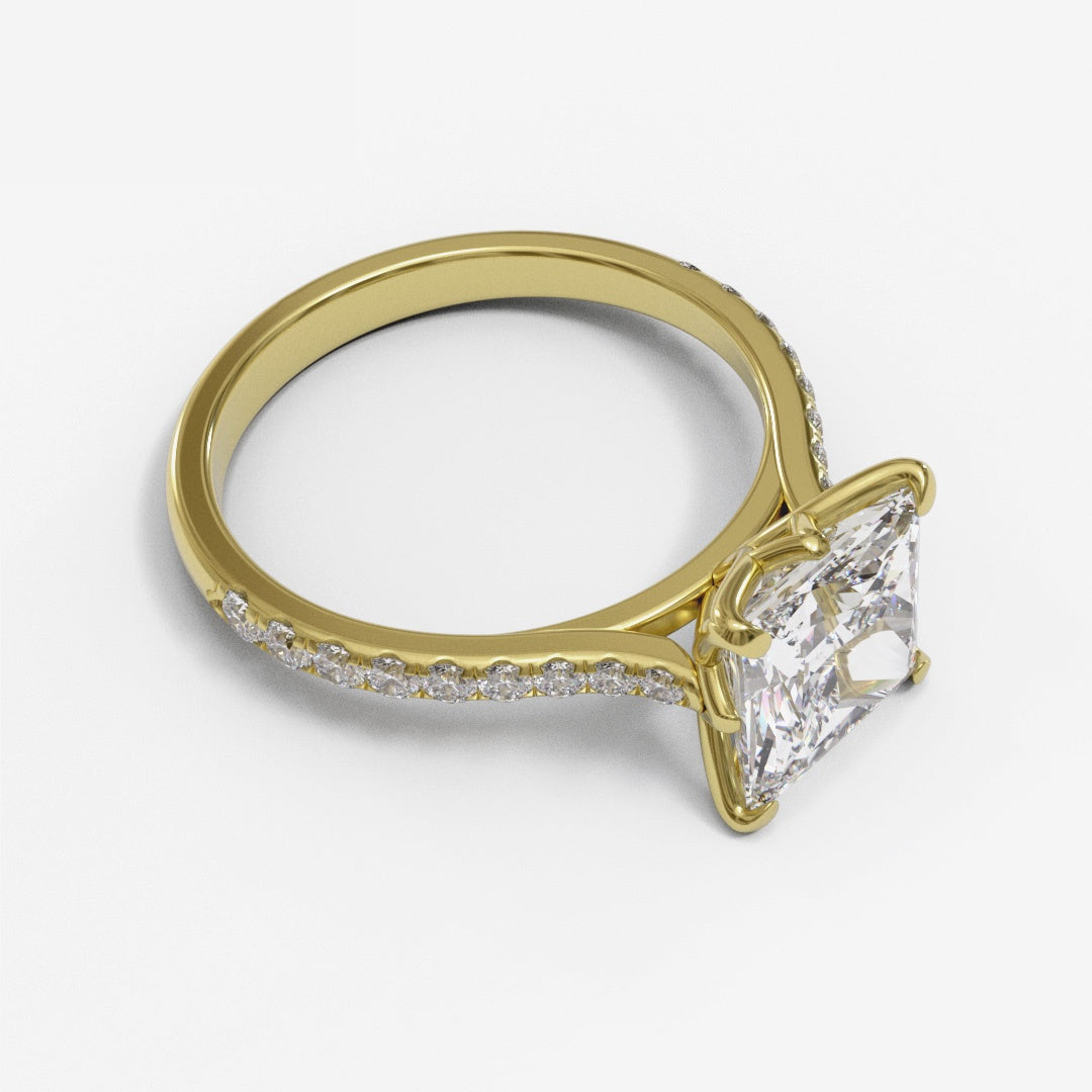 Princess Tulip Tapered Cathedral Pave 1.3-2.2mm band (setting only)