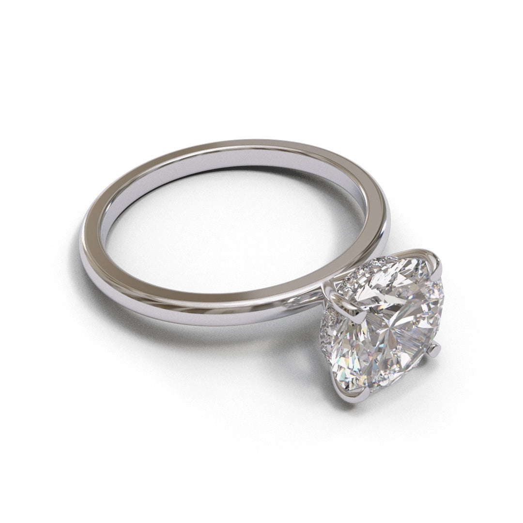 Oval Dome Hidden Halo 1.6mm band