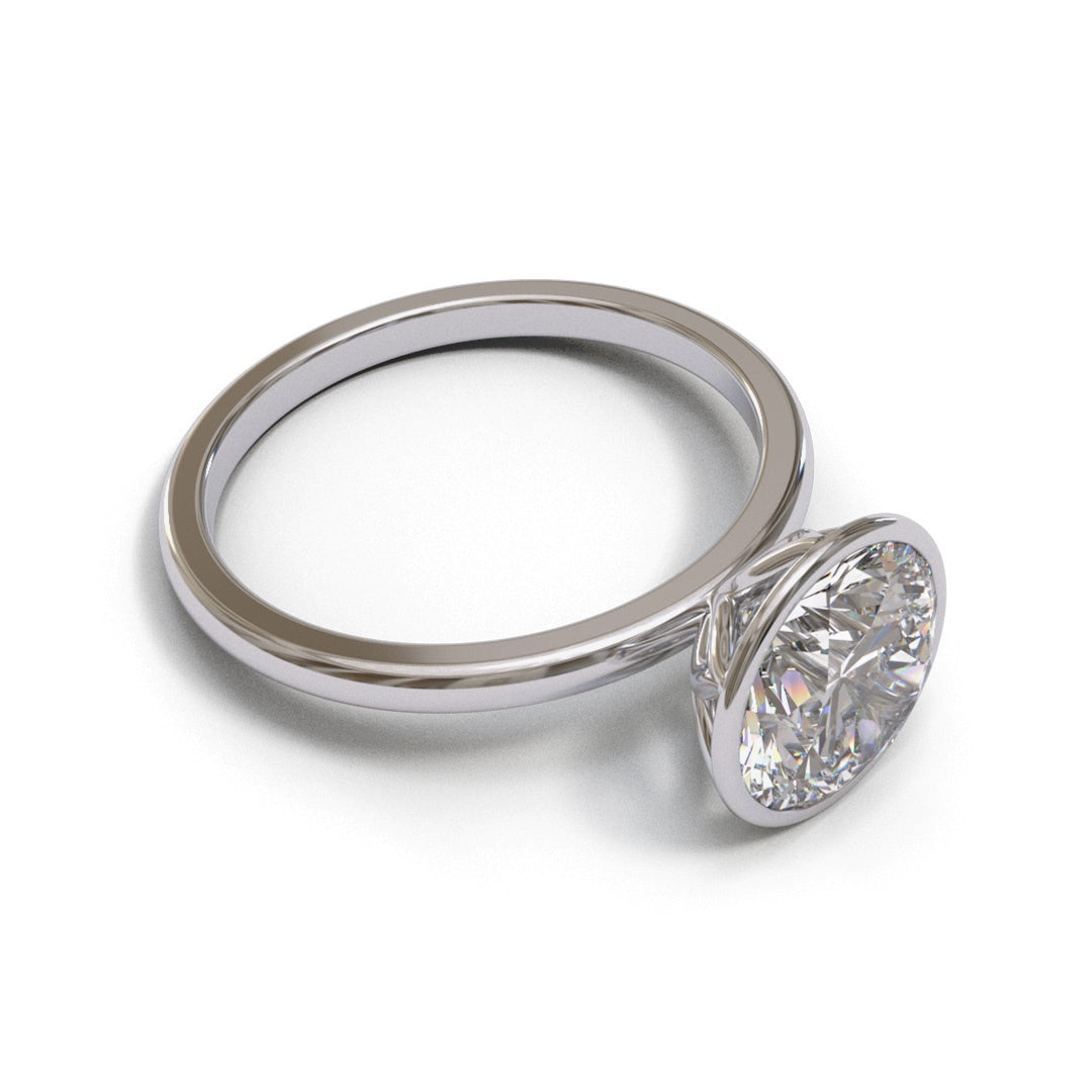 Oval Dome Hidden Halo 2mm band