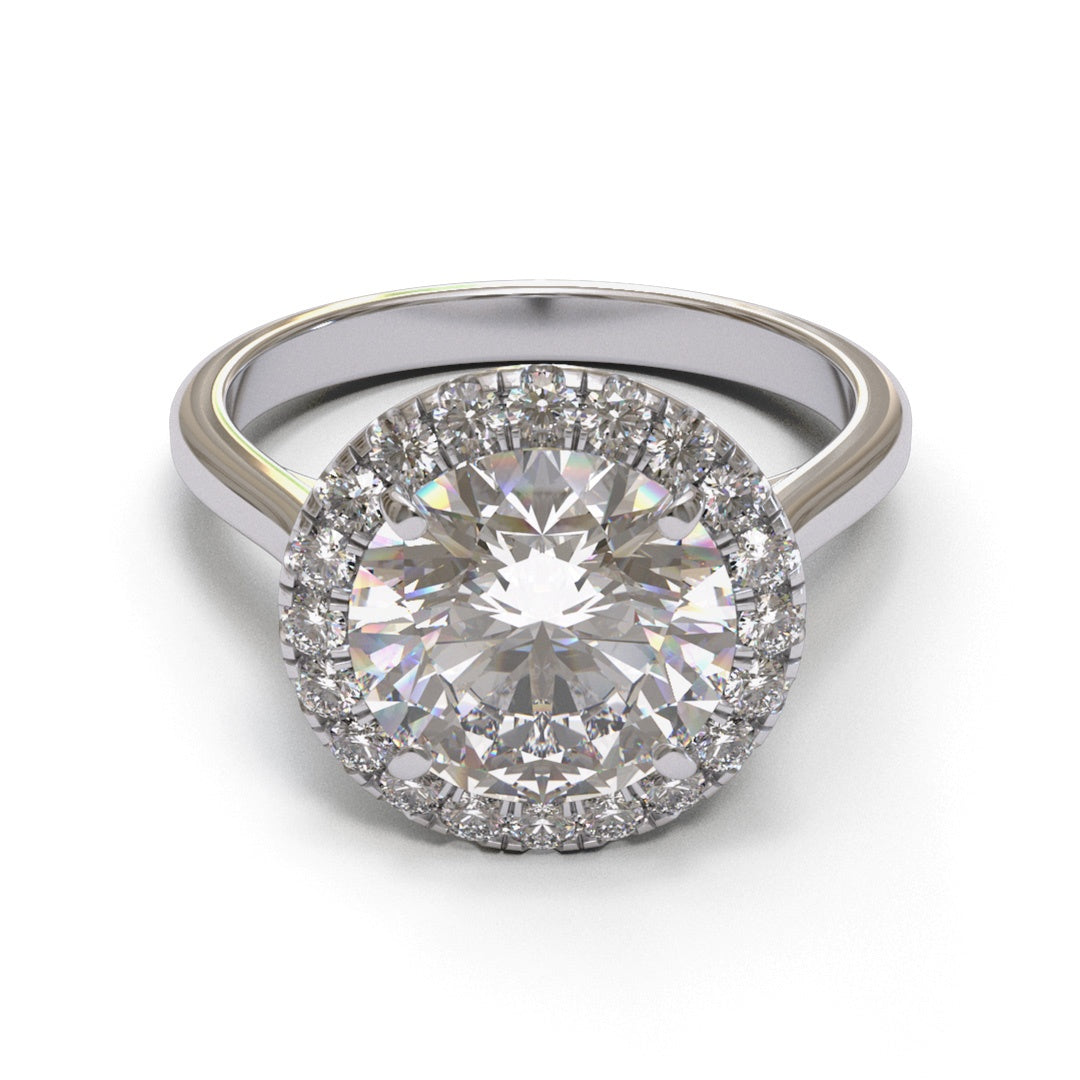 Round Tapered Cathedral Halo Pave 1.6-2.6mm band