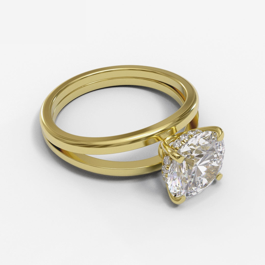 Round Split Shank Hidden Halo 3mm band (setting only)