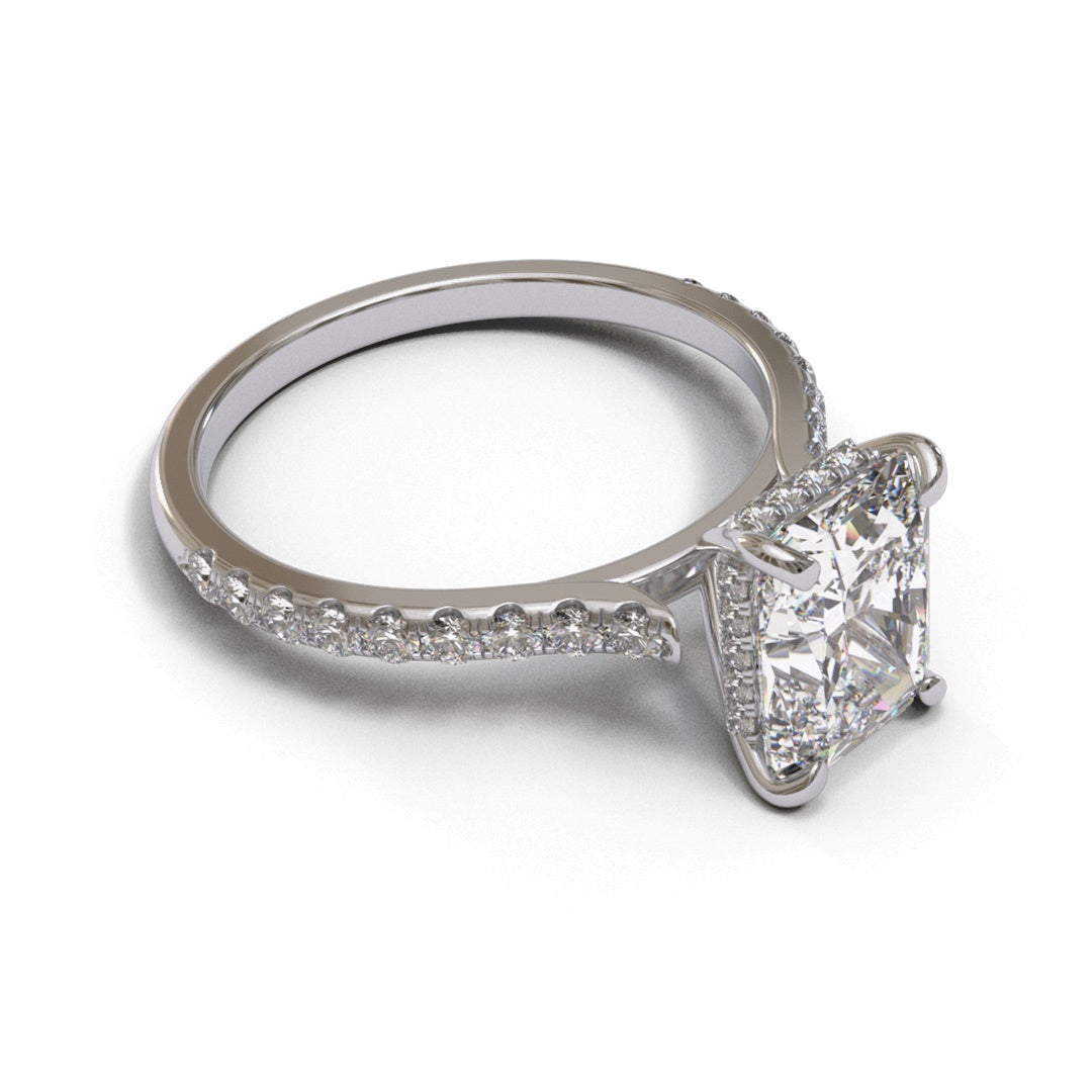 Radiant Open Cathedral Hidden Halo Pave 2mm band (setting only)