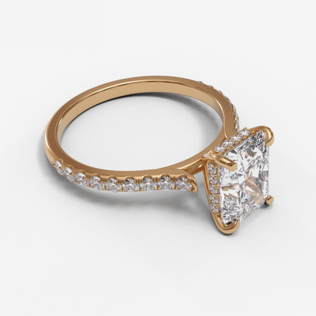 Radiant Open Cathedral Hidden Halo Pave 2mm band (setting only)