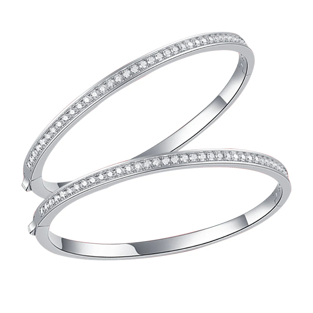 Real D Color 2mm Full Moissanite Bracelet For Women S925 Sterling Silver Plate Pt950