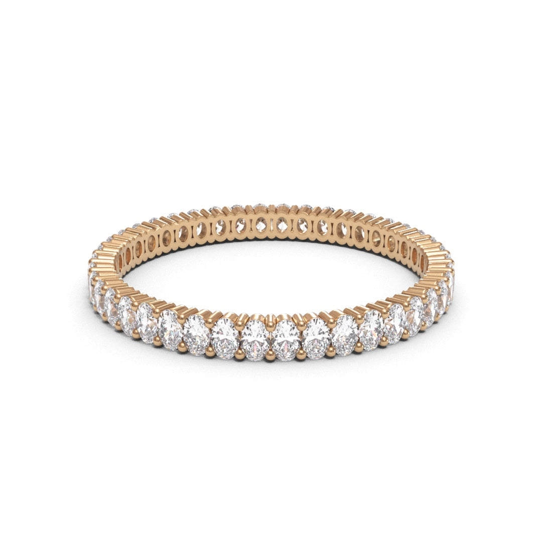 Eternity Oval 2 Claws Full Pave 18K White Gold 2mm band