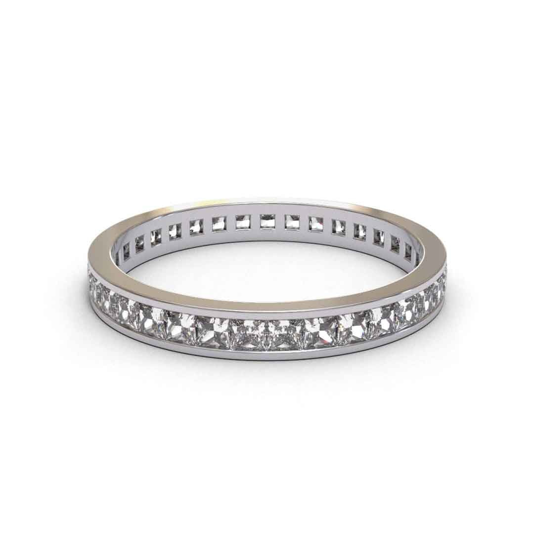 Princess Channel Eternity Full Pave 18K White Gold 2.2mm band
