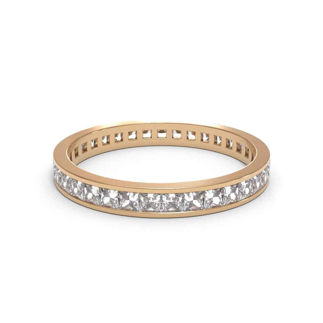 Princess Channel Eternity Full Pave 18K White Gold 2.6mm band