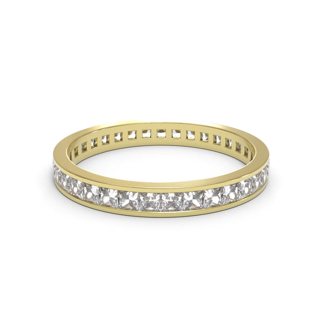 Princess Channel Eternity Full Pave 18K White Gold 2.2mm band