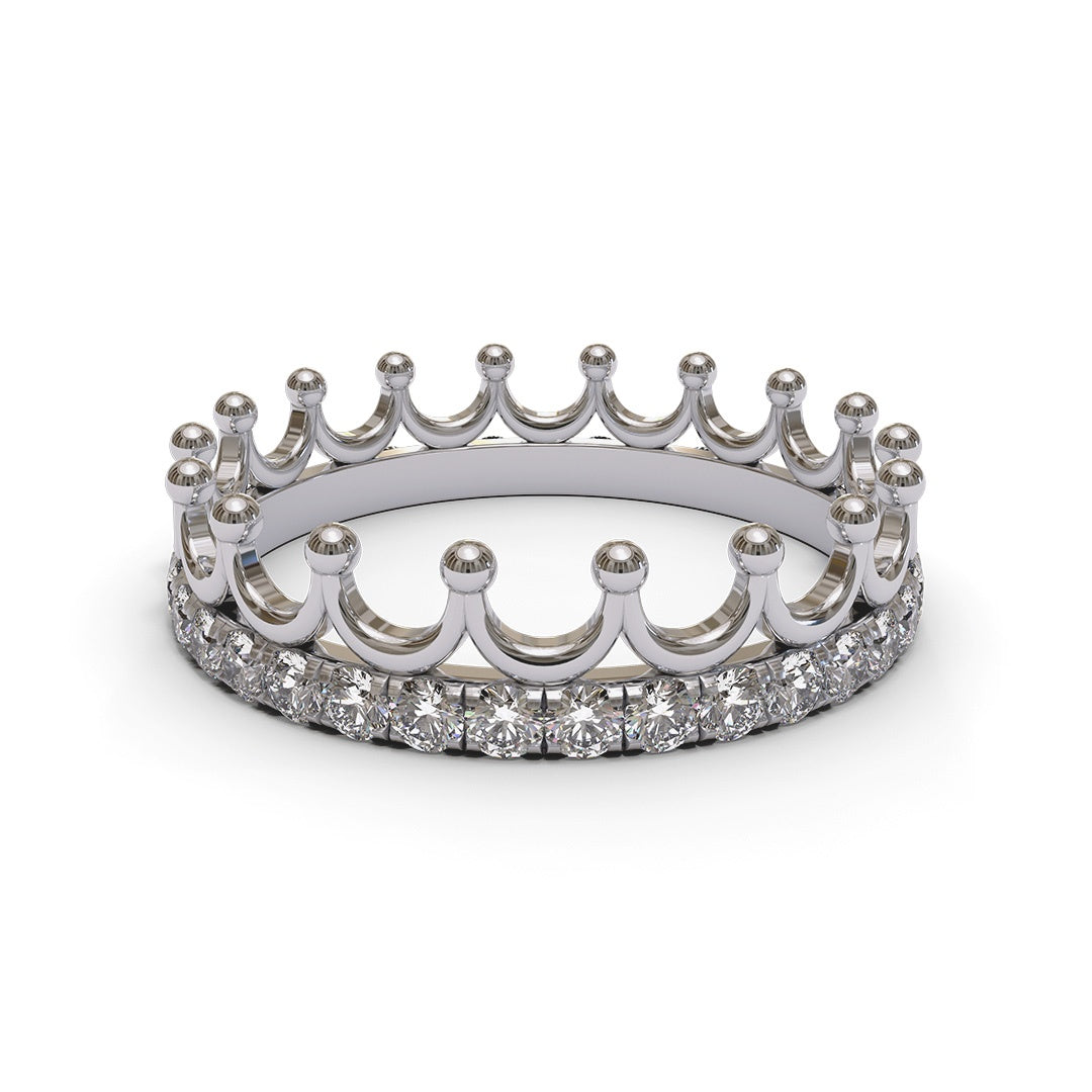 Crown Eternity Full Pave 18K White Gold 4.7mm wide