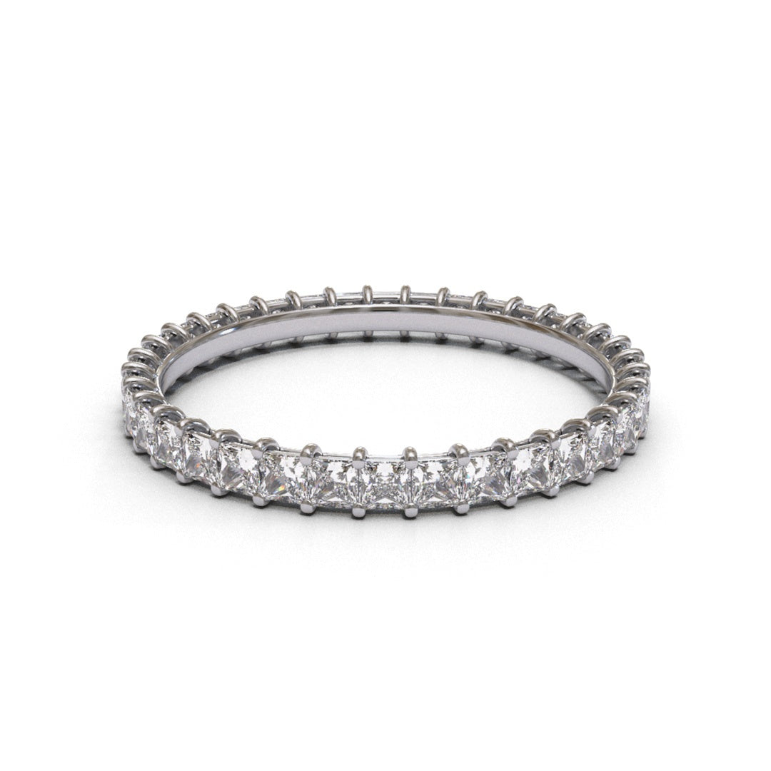 Princess Claw Eternity Full Pave 18K White Gold 1.6mm band