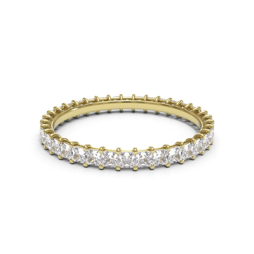 Princess Claw Eternity Full Pave 18K White Gold 2.2mm band