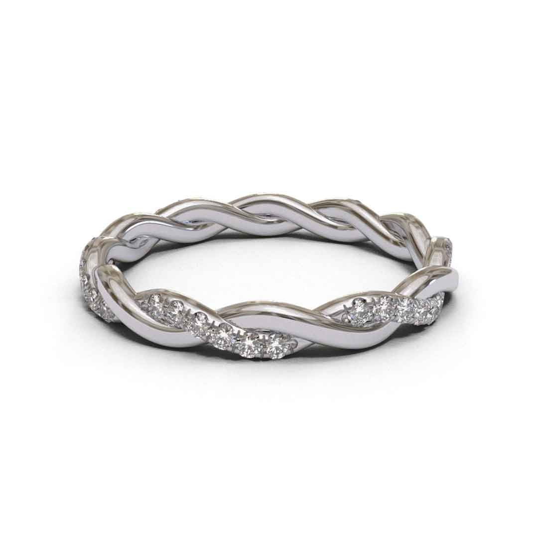 Twisted Eternity Full Pave 18K White Gold 2.5mm band