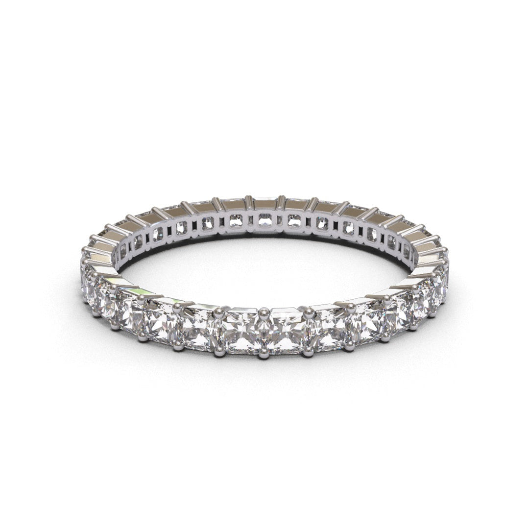 Radiant Basket Eternity Full Pave 18K White Gold 2.2mm band