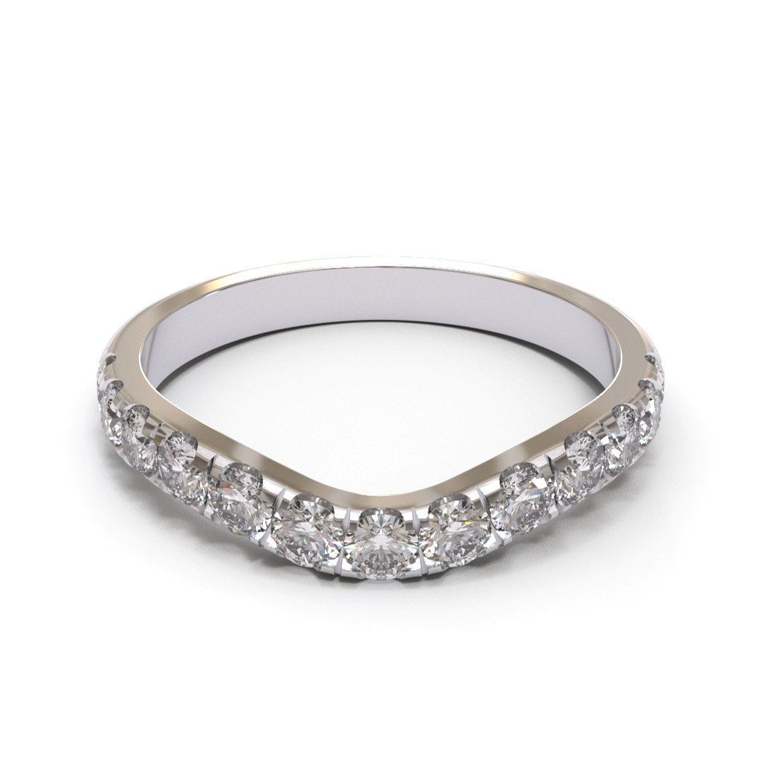 Curved Eternity Pave 18K White Gold 2.2mm band.