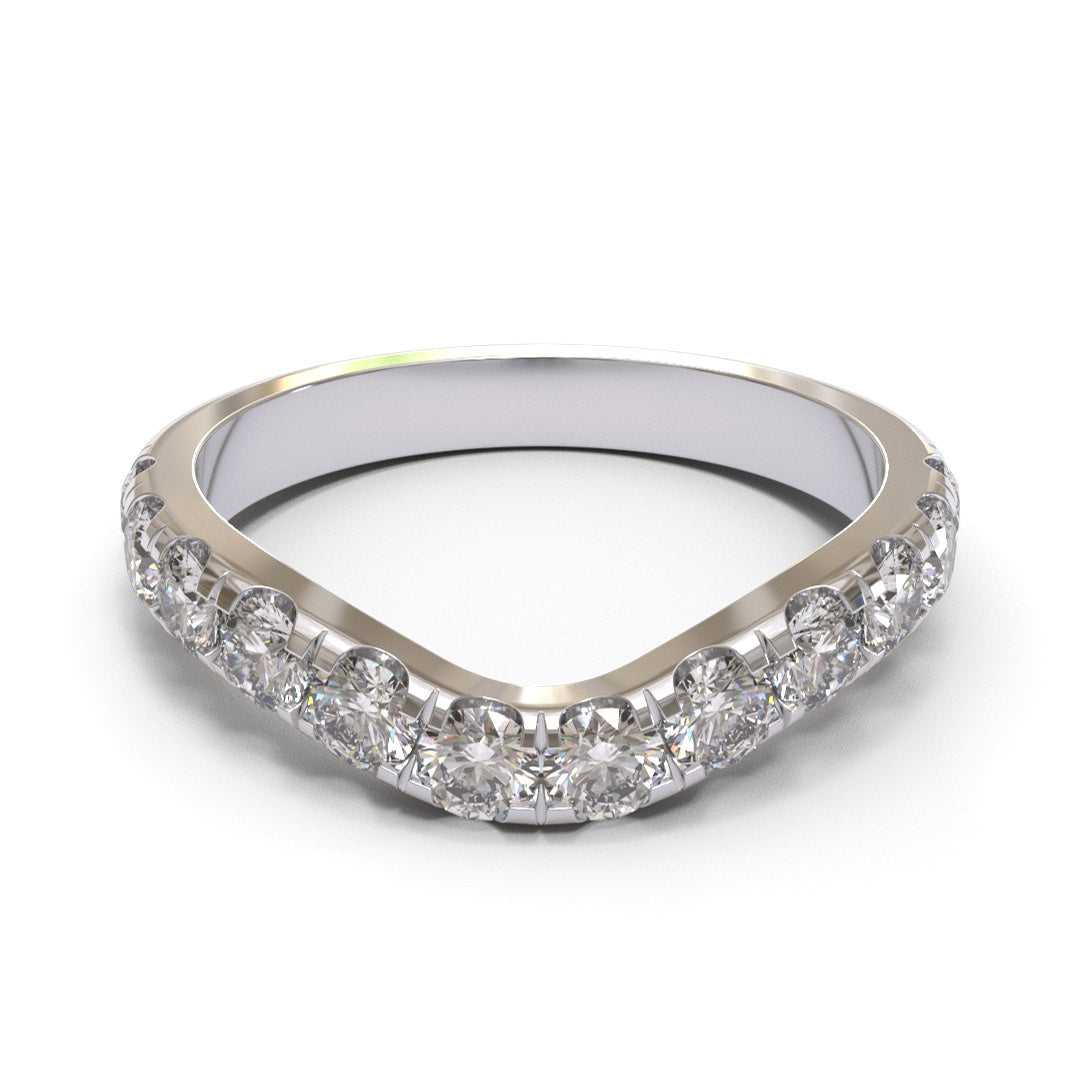 Curved Eternity Pave 18K White Gold 2.5mm band.