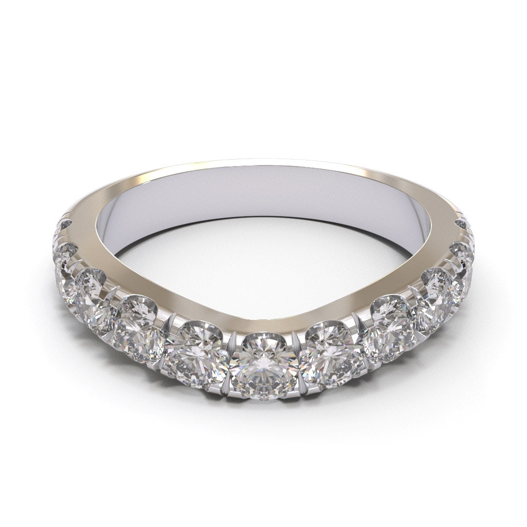 Curved Eternity Pave 18K White Gold 2.9mm band.
