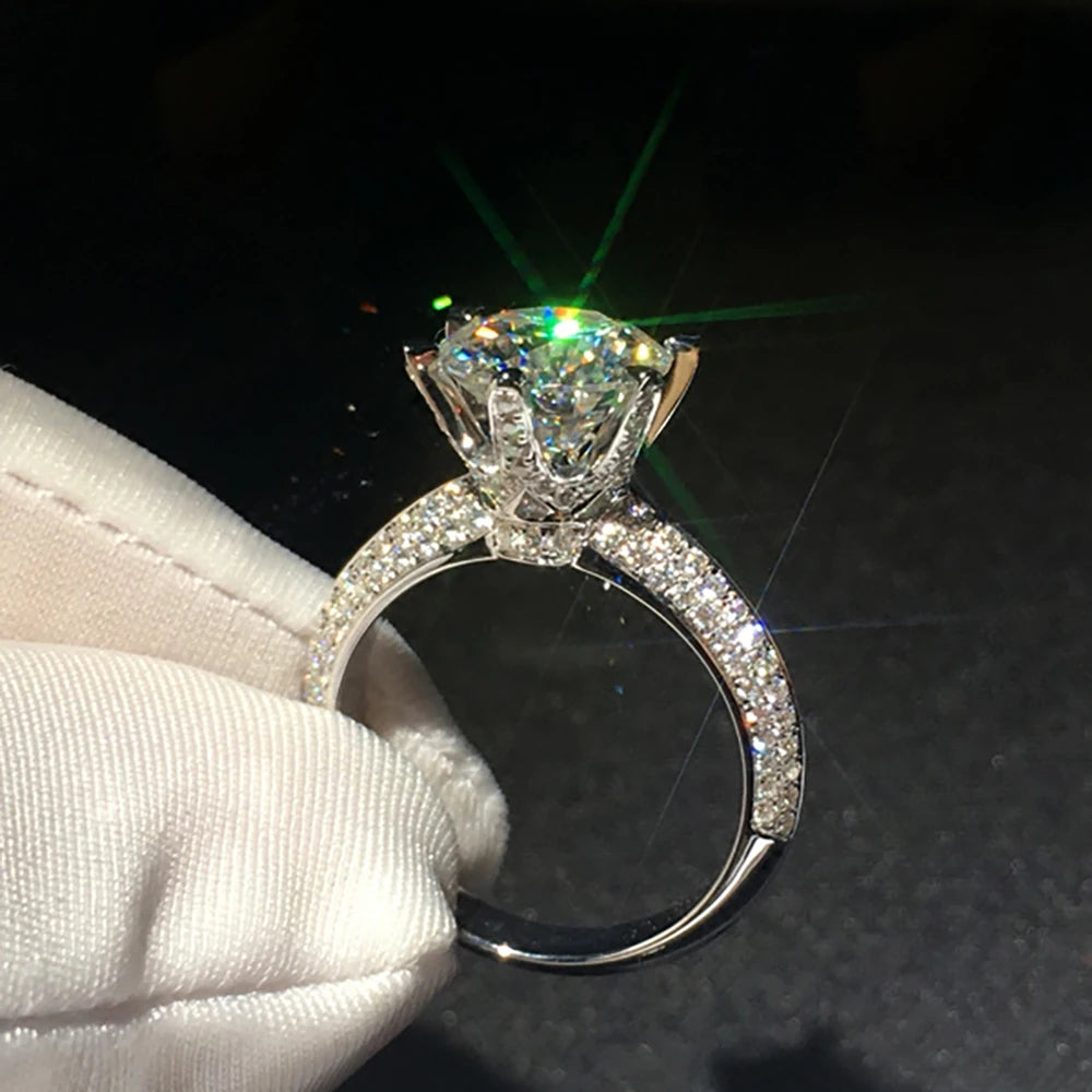 Custom Solid 14K Rose Gold Ring Women Wedding Party Engagement Ring 1 2 3 4 5 Carat Round Moissanite Diamond Ring