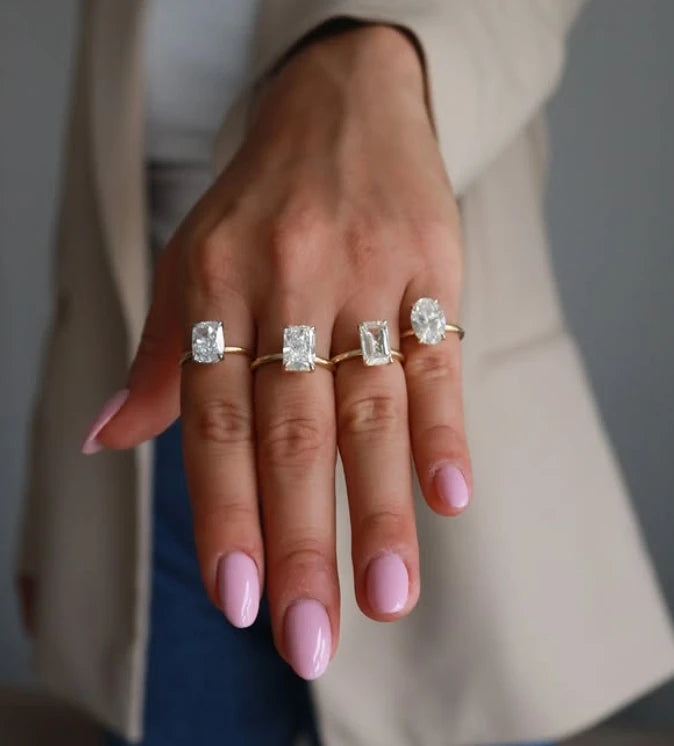 Solitaire Ring 1CT Real Gold Wedding Engagement Ring with Lab Grown Diamonds 10K 14K 18K PT950 Rings for Women