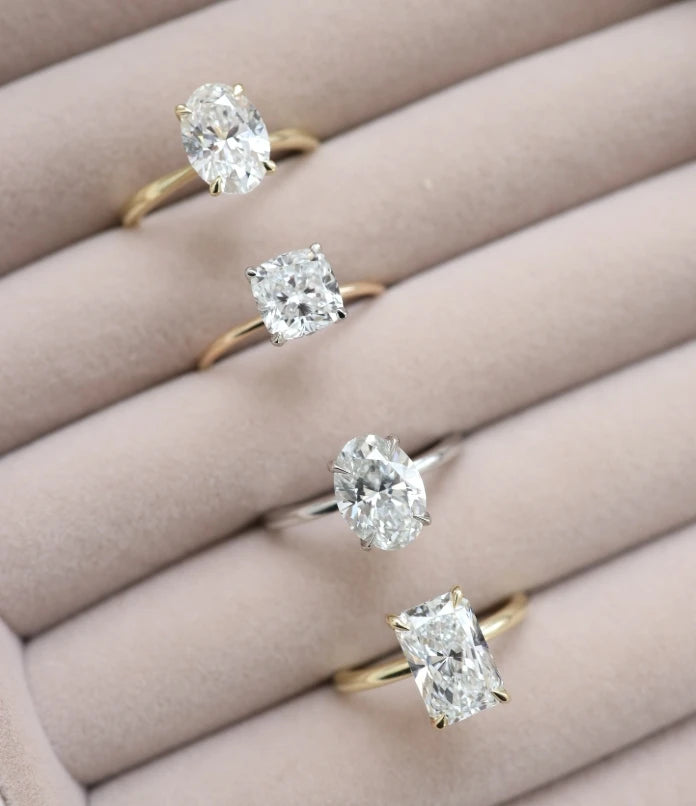 Solitaire Ring 1CT Real Gold Wedding Engagement Ring with Lab Grown Diamonds 10K 14K 18K PT950 Rings for Women