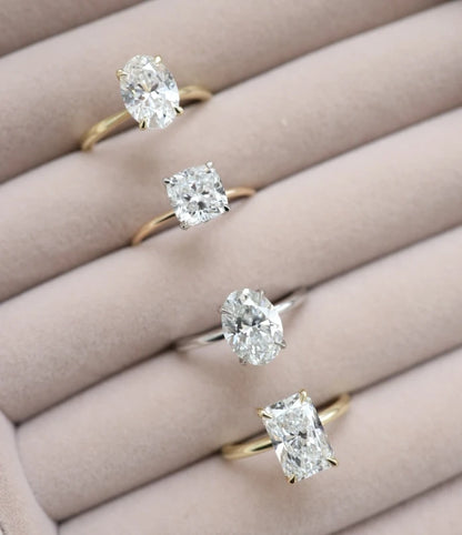 Solitaire Ring 1CT Real Gold Wedding Engagement Ring with Lab Grown Diamonds 10K 14K 18K PT950 Rings for Women