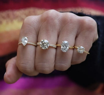 Solitaire Ring 1CT Real Gold Wedding Engagement Ring with Lab Grown Diamonds 10K 14K 18K PT950 Rings for Women