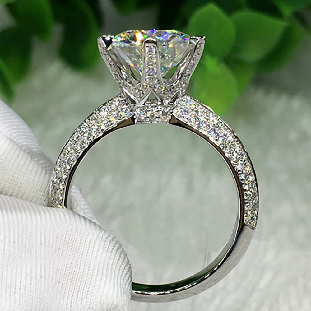 Custom Solid 14K Rose Gold Ring Women Wedding Party Engagement Ring 1 2 3 4 5 Carat Round Moissanite Diamond Ring