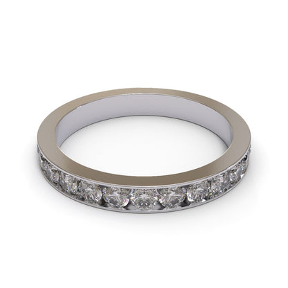 Half Channel Eternity Pave 18K White Gold 2.2mm band