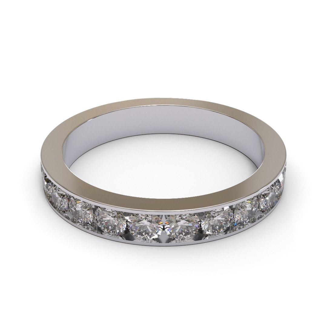 Half Channel Eternity Pave 18K White Gold 2.5mm band